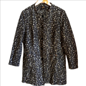 EUGEN KLEIN Neutrals Abstract Print Minimalist Lagenlook Long Coat Size Large